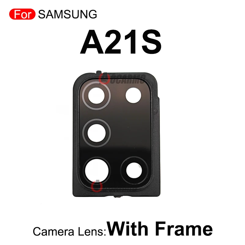 เลนส์กล้องด้านหลังสีฟ้าสีขาวสีเทาพร้อมกรอบสําหรับ Samsung Galaxy A21S A217F อะไหล่