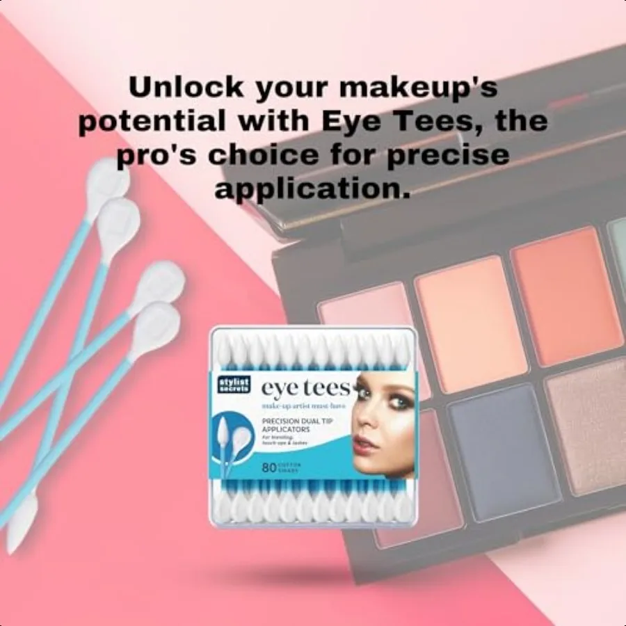 Fran Wilson EYE TEES COTTON TIPS 80 Count 6 PACK Precision Makeup Applicator Doublesided Swabs with Pointed and Rounded Ends fo