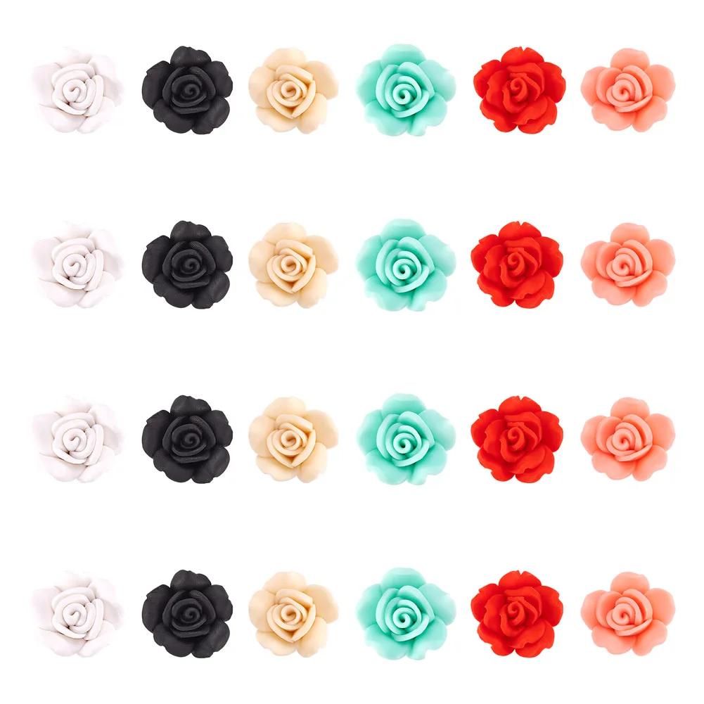 

Kissitty 30Pcs Mixed Color Rose Flower Shape Handmade Polymer Clay Beads For Handmade Bracelet Necklace Jewelry Making Gift