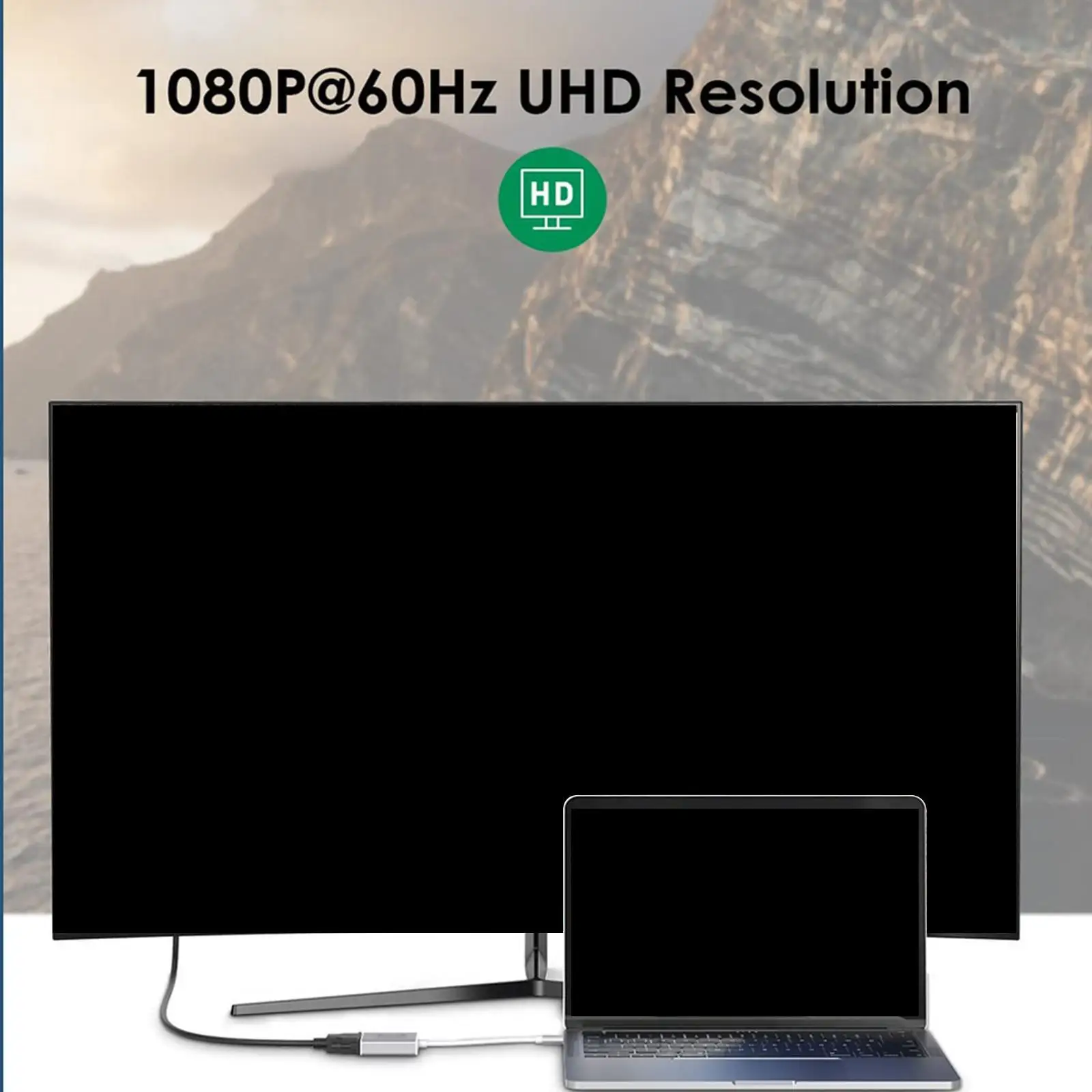 USB Type C to VGA Displays Cable 1080P Adapter for Television Notebook