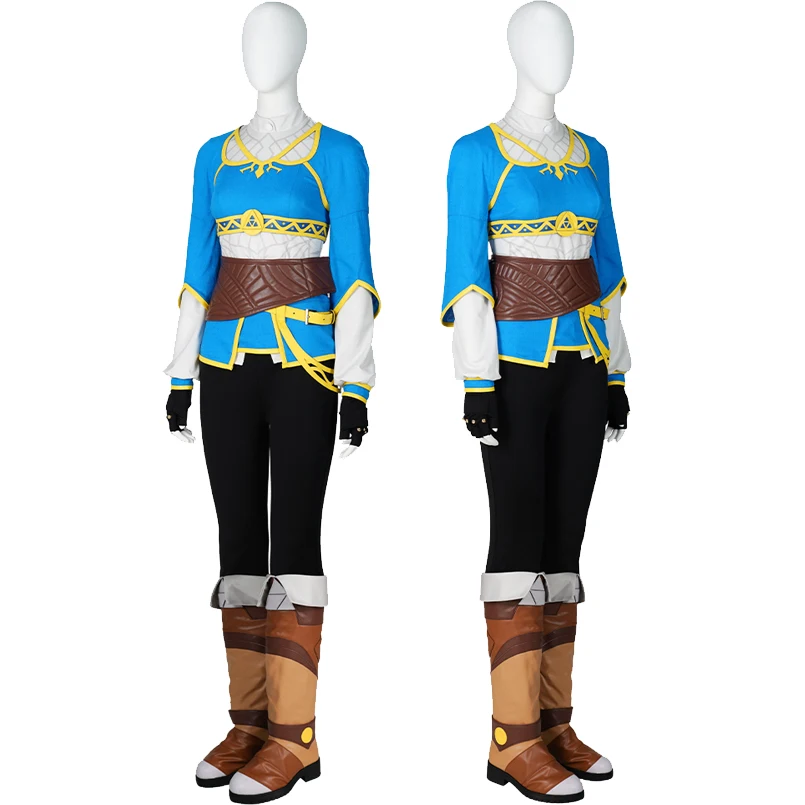 Breath Of The Wild Cosplay Princesa Traje Halloween Masquerade Mulheres Roupa Com Acessórios Azul Roupas Com Manto