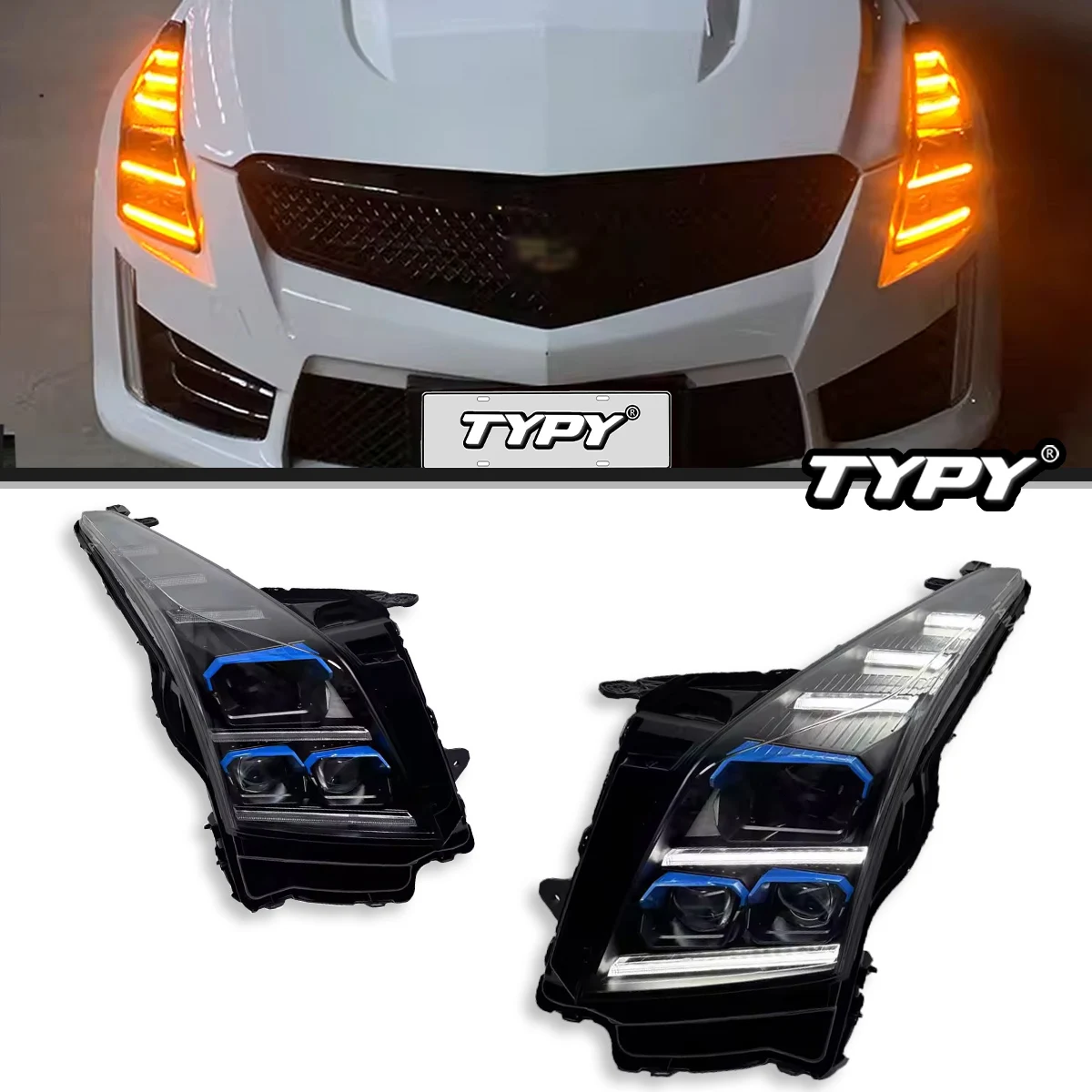 

TYPY Head Lamp for Cadillac ATS Headlight 2014-2018 Headlights DRL Turn Signal High Beam Angel Eye Projector Auto Accessories
