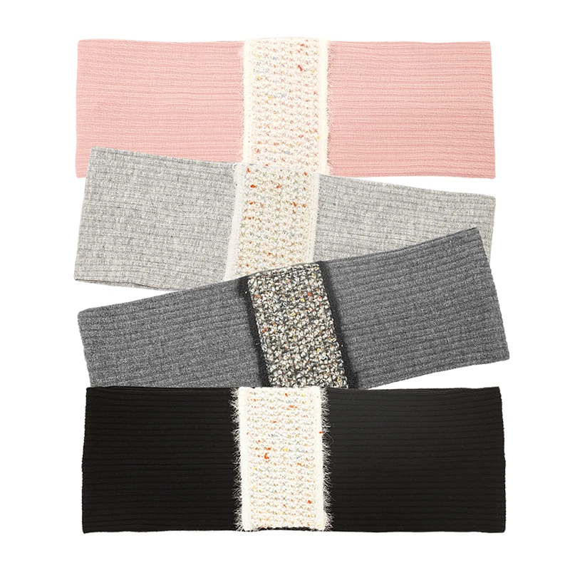 

Women Vintage Color webbing Ribbed Headband Fashion Knitted Ladies Hairbands Elastic Turban Headwear Hair Accessories