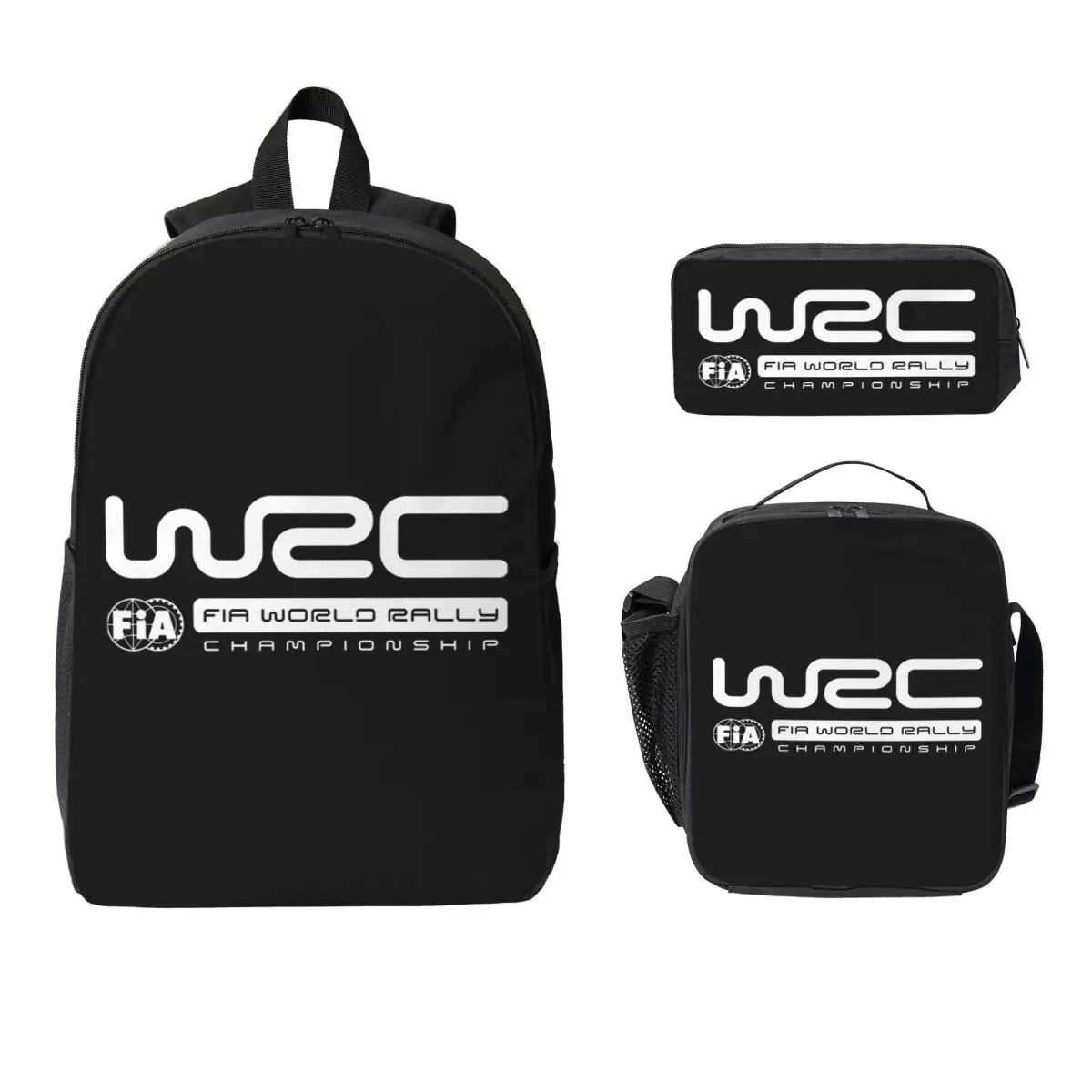 

World Rally Championship WRC Backpack Student BookBag School Bag Laptop Shoulder Bags 3ps Insulated Lunch Bag Pencil Case