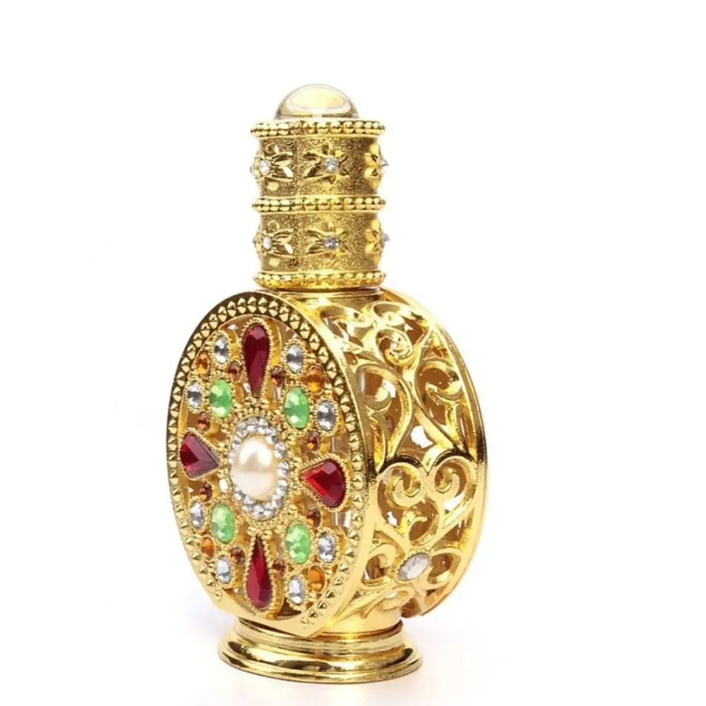 Vintage Glass Empty Perfume Bottle Refillable Arabian Style Essential Oil Dropper Bottle Luxury 12ml Travel Cosmetic Containers