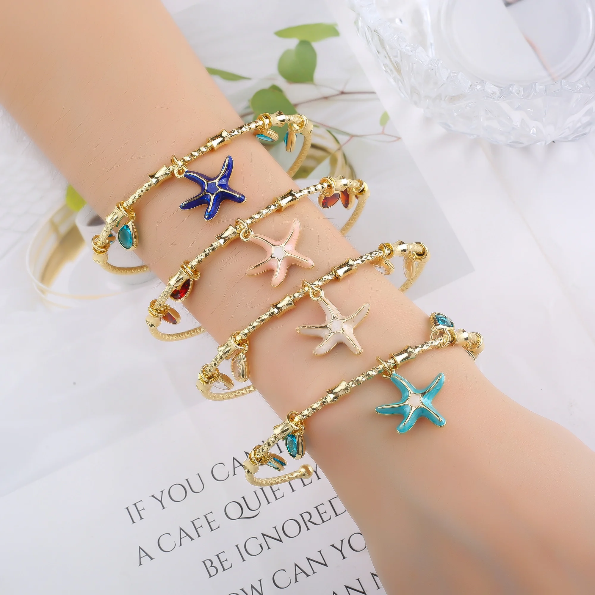 تصميم جديد سوار الحلوى مطلي بالذهب نجم البحر قلادة الإسورة موضة جديدة للمرأة عطلة الشاطئ الأصلي سحر المجوهرات #6