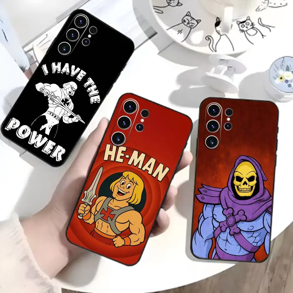 Capa de Telefone N-MOTU He-Man para Samsung S26, S25, S24, S23, S22, S21, S20, Plus, Fe, Lite, Outras, Capa Preta