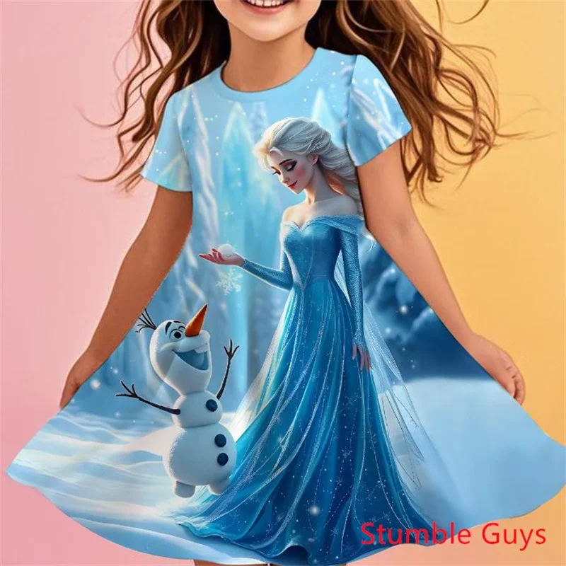 

Summer 3-12Y Toddler Girls' Frozen Elsa Dress Cartoon Anime Little Kid Junior Beach Daily Party Clothes​