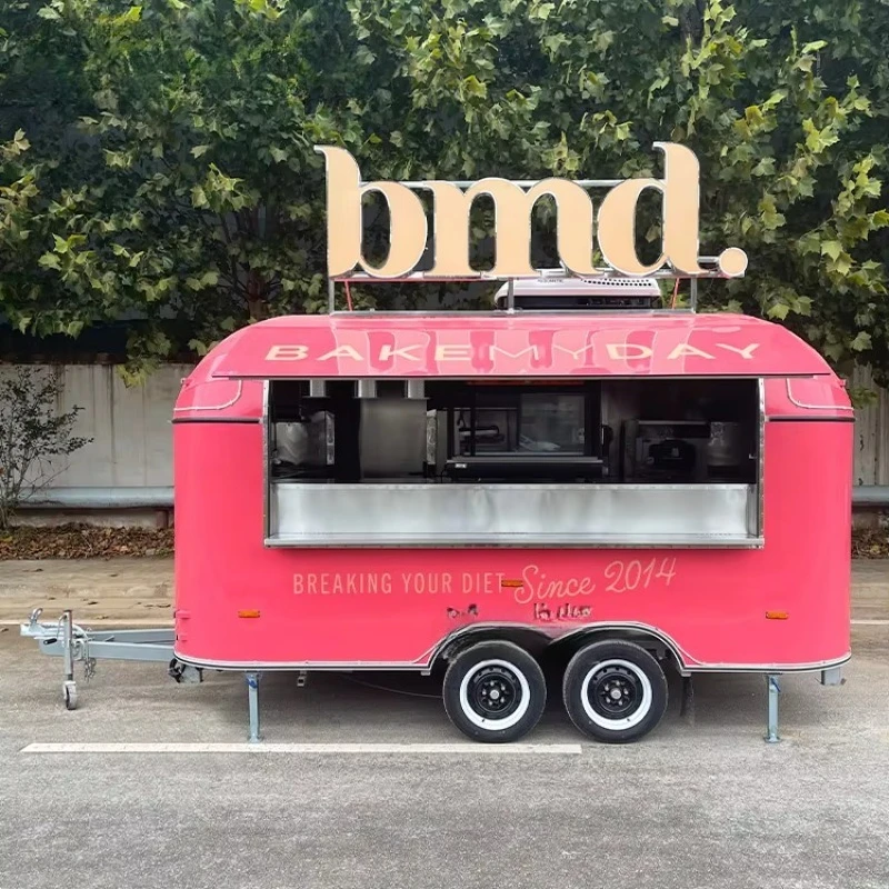 Panetteria mobile Waffle Coffee Shop Frullato Bar Rimorchio Hot Dog Food Truck Rimorchio mobile per alimenti Ristorante completamente attrezzato