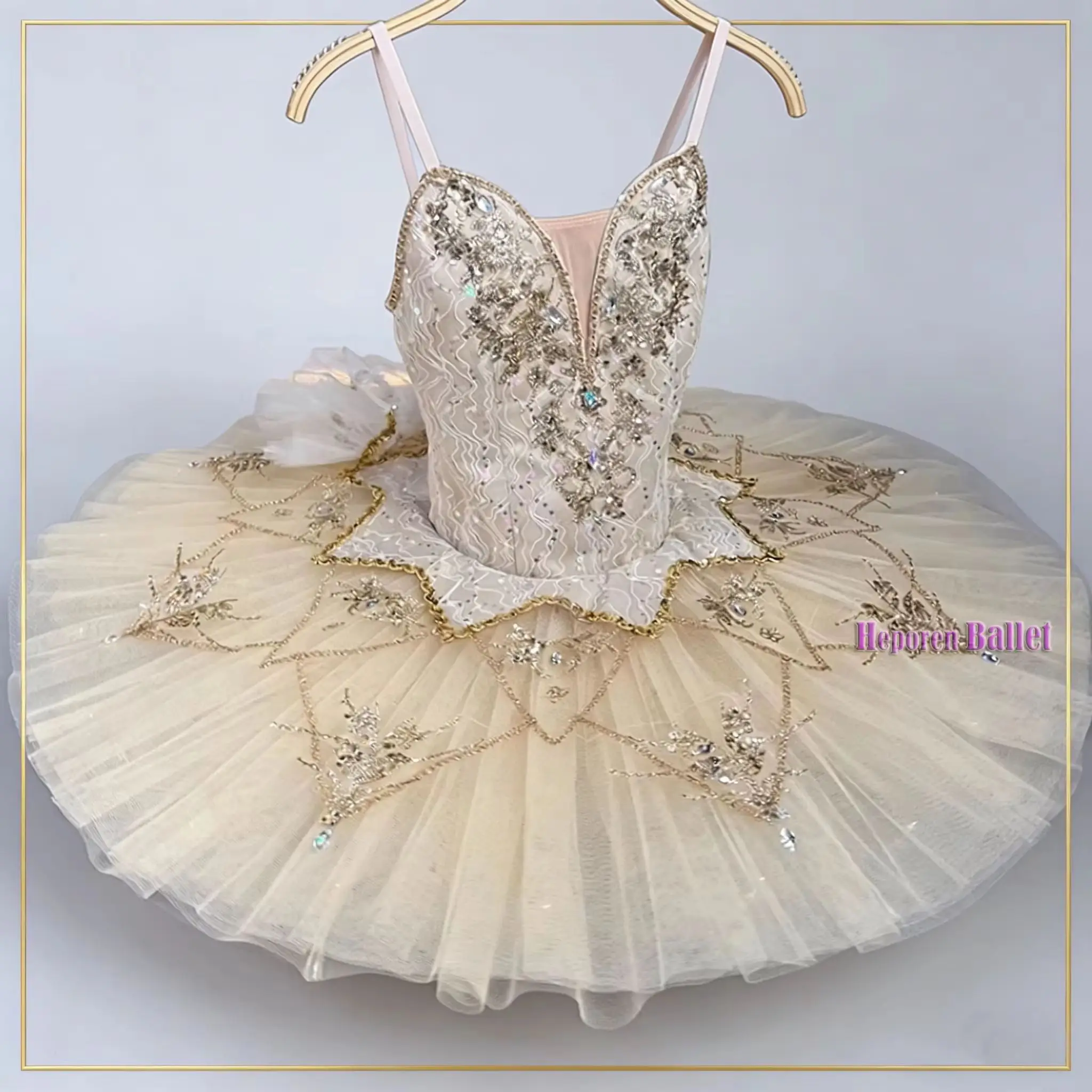 Tutú de Ballet personalizado Raymonda y disfraz de variación de Bella del sueño, falda de vestido de baile Balet dorado o rosa con lentejuelas para niños y adultos