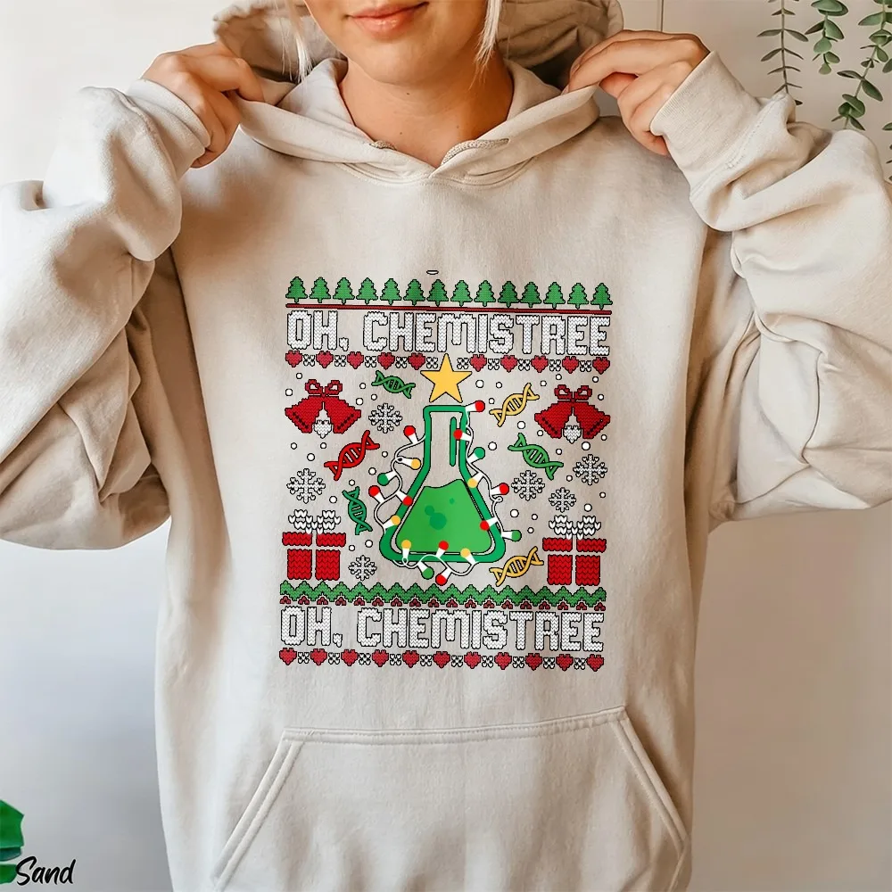 Ugly Oh Chemistree Christmas Sweater Chemistry Teacher Pullover Chemistry Gift Science Teacher Hooded Unisex Ugly Teacher Shirt