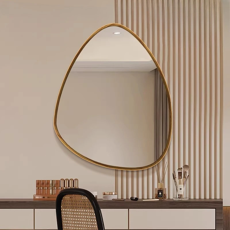 

Girls Modern Mirror Wall Aesthetic Vintage Bathroom Irregular Mirror Nordic Korean Style Spiegel Wand Living Room Decorations