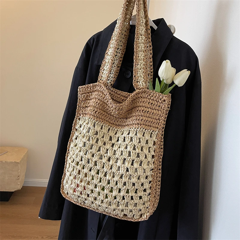 Trendy Designer Straw Beach Shoulder Bags Women Handbags and Purses 2023 New Trendy Summer Travel Holiday Bags High Quality