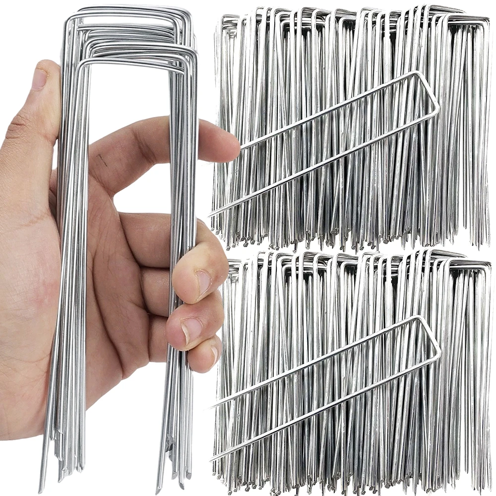 

U-type Garden Stakes 10/15cm Fixing Landscape Staples Heavy-duty Fence Tubing Stakes Sod Pins Holding Lawns Barrier Ground Nail