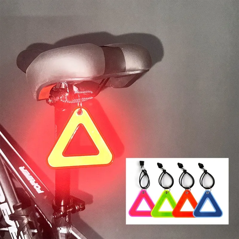 1Pc Bicycle Saddle Reflective Triangle Tag Cycling Safety Hanging Reflector for Night Riding Visibility