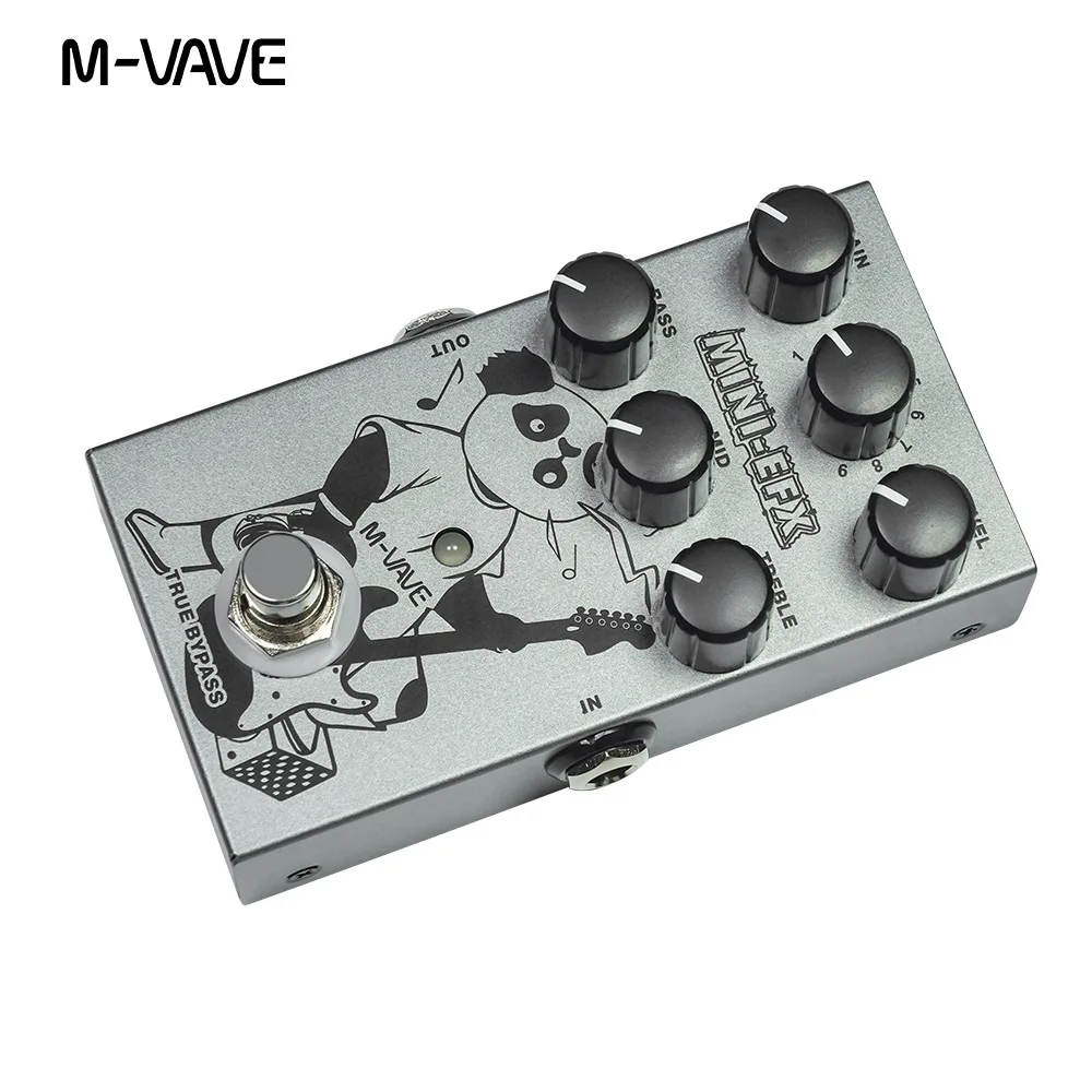 M-vave MINI-EFX 일렉트릭 기타 효과 페달, 4 오버드라이브 효과, 4 왜곡 효과, 부스트 3 밴드, EQ 트루 바이패스