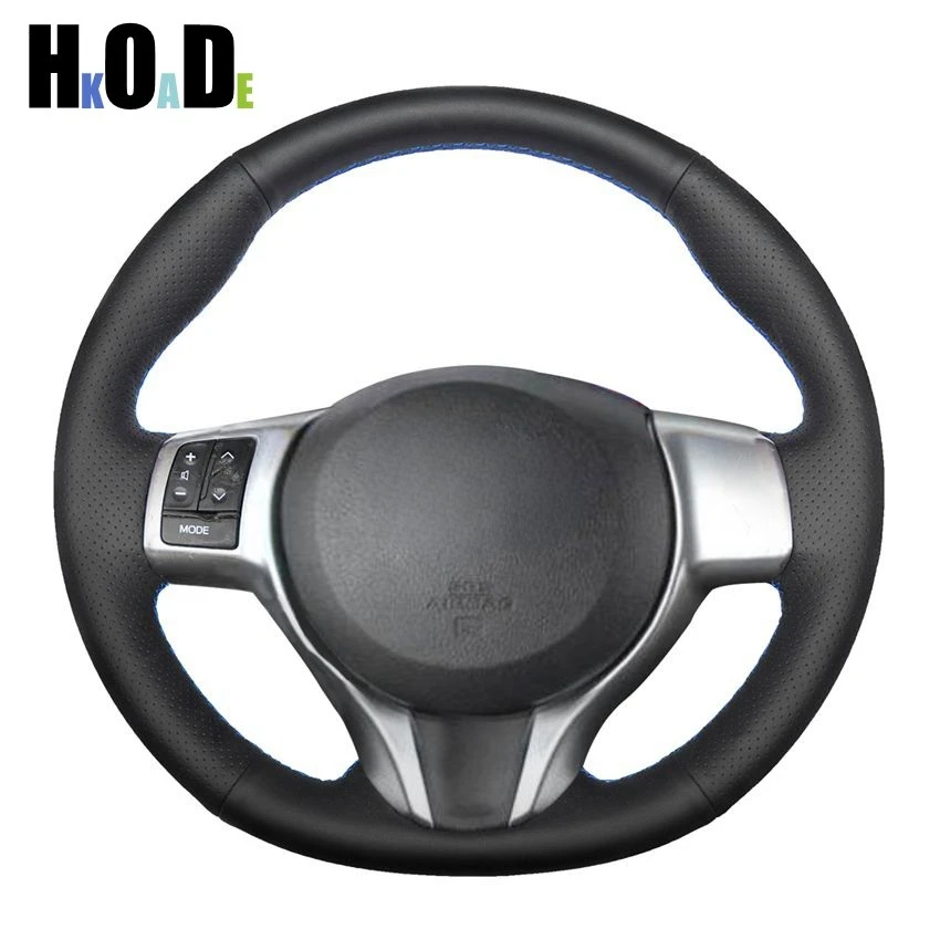 Black PU Artificial Leather Hand-stitched Car Steering Wheel Cover for Toyota Yaris 2012 2013 2014 2015 2016 2017 2018