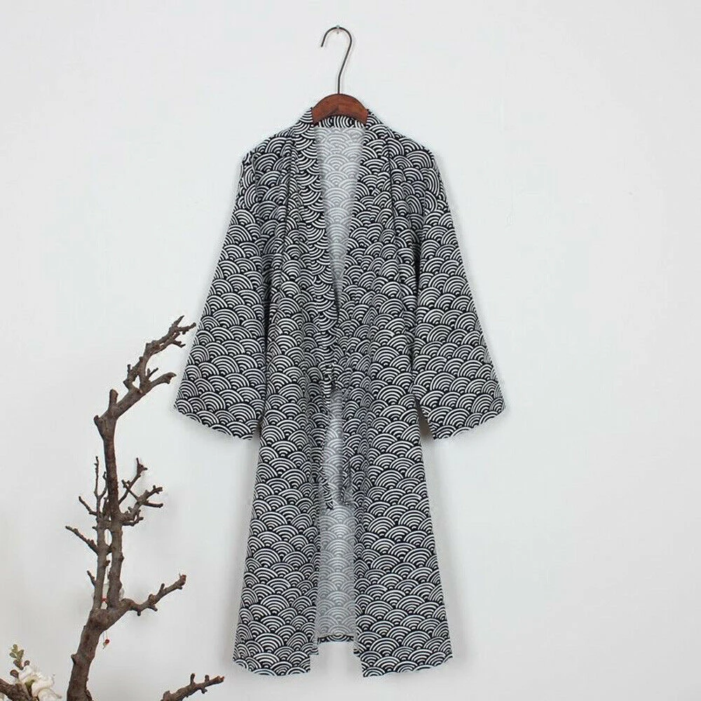 Fashion Japanese Style Classic Robe Bathrobe Kimono Traditional Print Gown Nightwear Sleepwear Pajamas Clothing Robes For Men