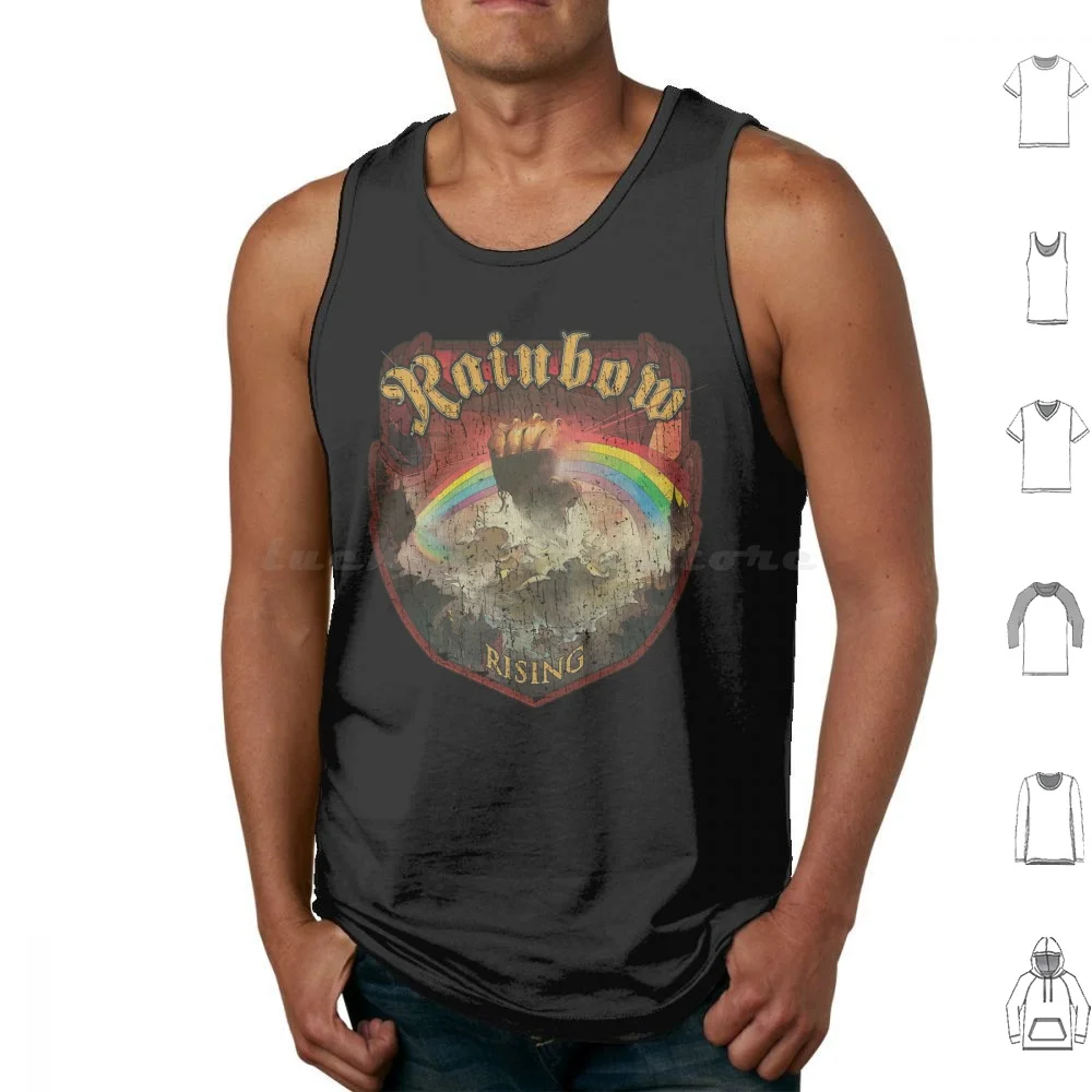 Rainbow Rising 1976 Tank Tops Print Cotton Heavy Metal 70s 70s Music Classic Demon Devil Fantasy Guitarist Hard Metalhead