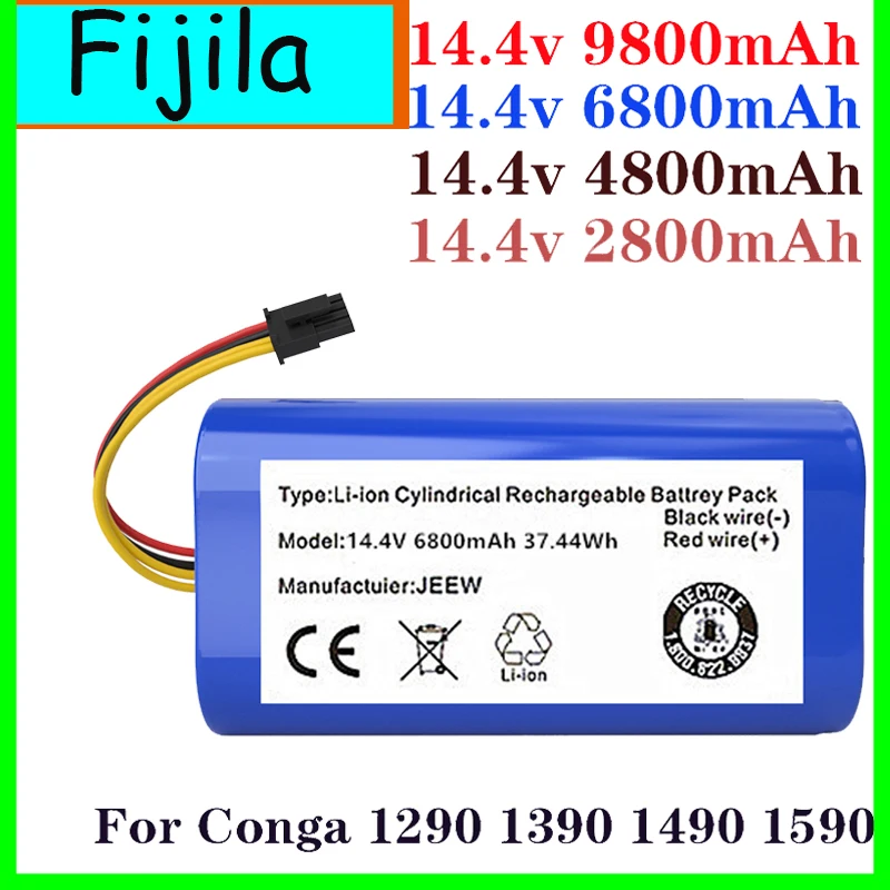 2023 Batterie Lithium-ion 14.4v  6800MAh Pour Cecotec Conga, Remplacement  Robot Aspirateur  1290 1390 1490, Nouveauté 1590