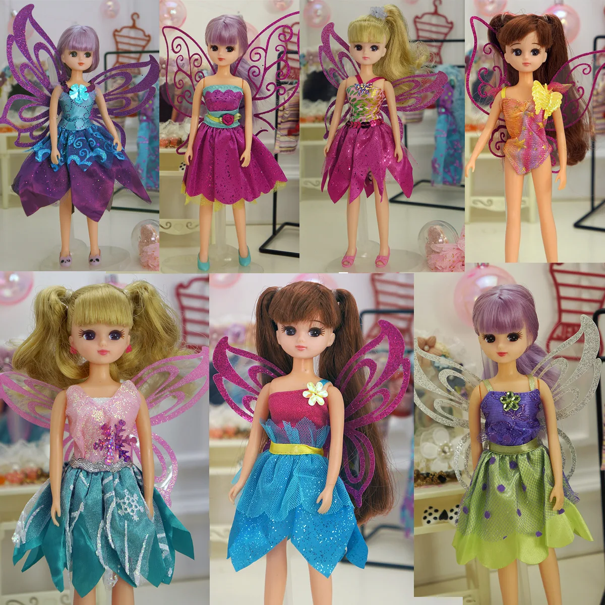 Flower Fairy Girl Princess Doll Clothes Accessories With Wings For 23cm Doll Exquisite Princess Dress Girls DIY Dress Up Toys