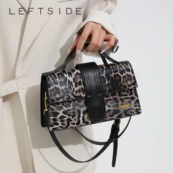 LEFTSIDE Small Leopard PU Leather Crossbody Bags For Women 2024 Y2K Trend Females Korean Fashion Flap Shoulder Bag Lady Handbags