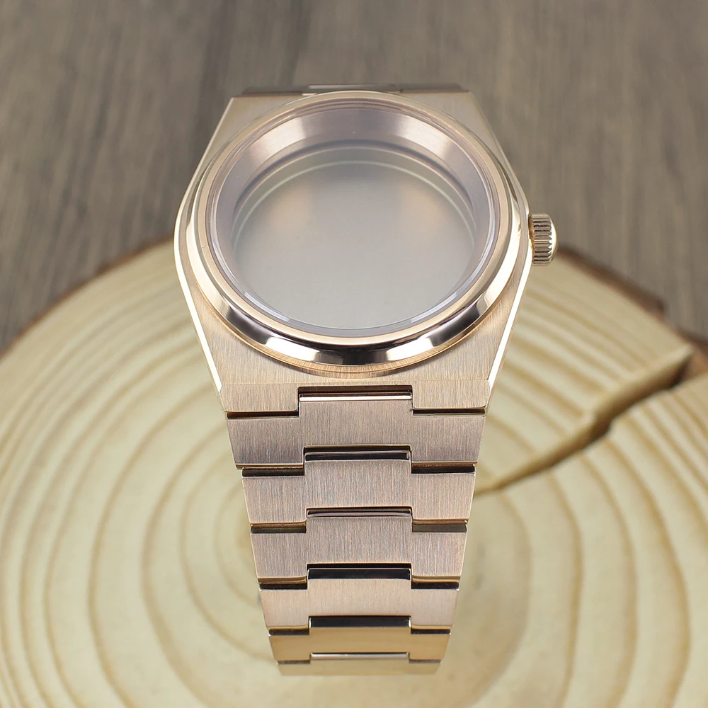 Sapphire 40mm NH35 Rose Gold Watch Case Accessories Solid bottom cover for PRX Super Player Mod Parts NH35 NH36 NH38 NH70 NH72