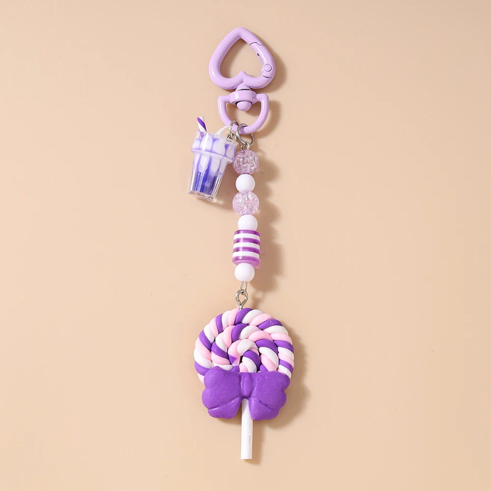 Pretty Resin Candy Lollipop Keychain, Juice Pendant