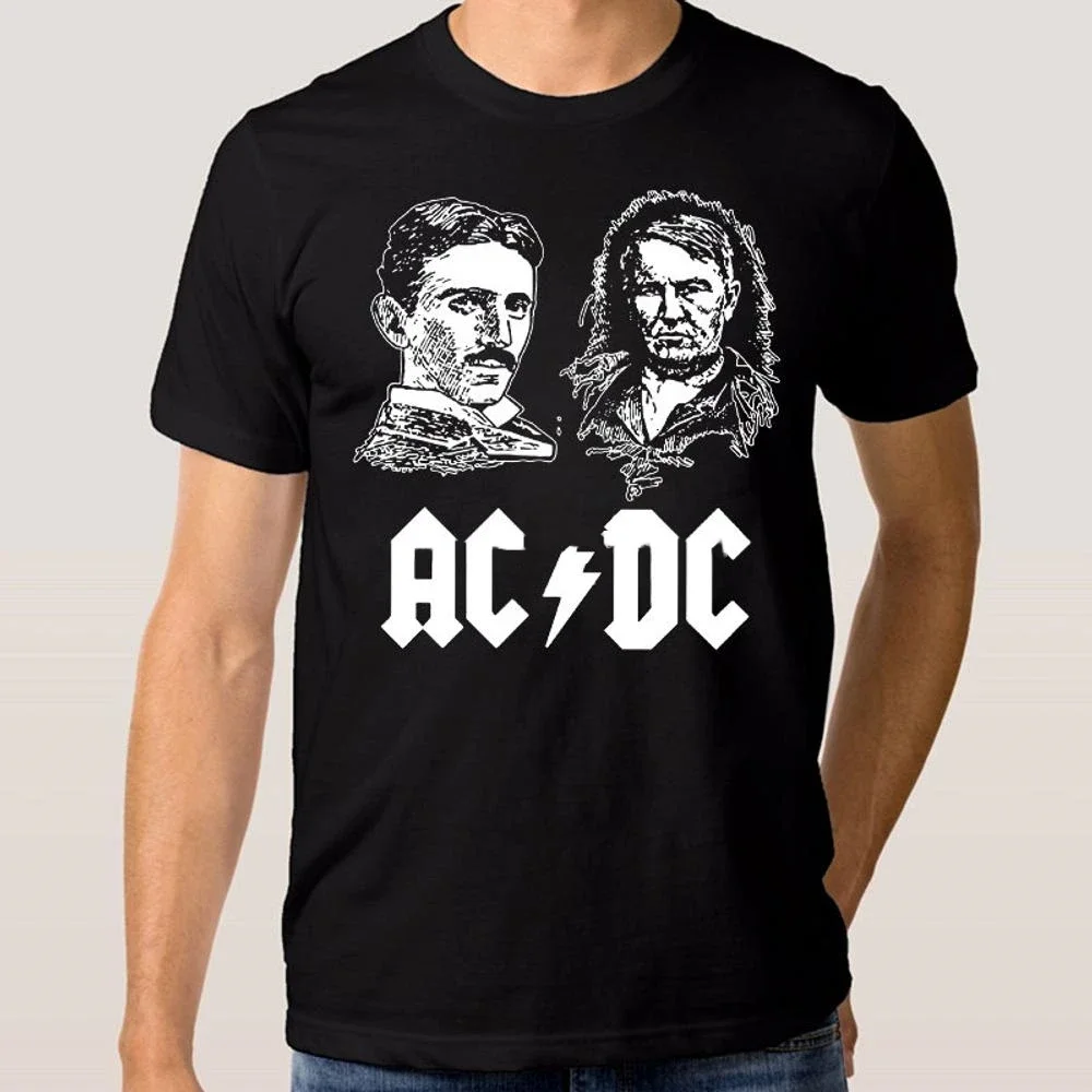 メンズオーバーサイズエジソンTシャツ、高強度、acおよびdc