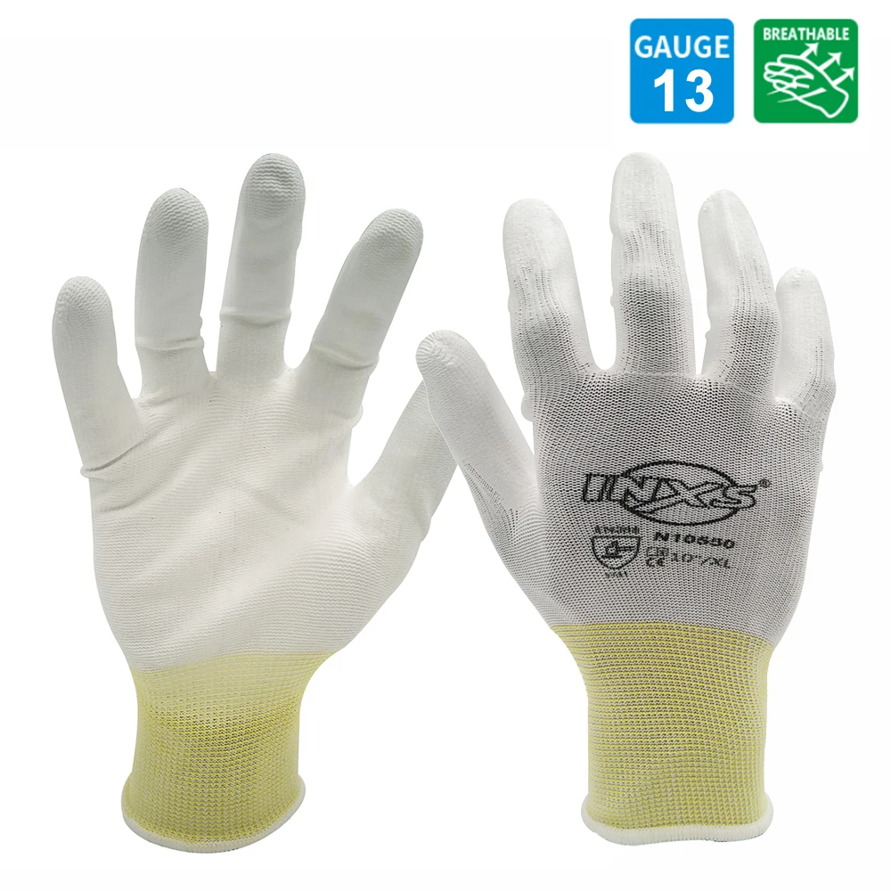 SAFETY-INXS EN388 Polyester PU Coated Breathable and Quick-drying Safety Work Gloves Mechanic 13 Gauge Working Gloves