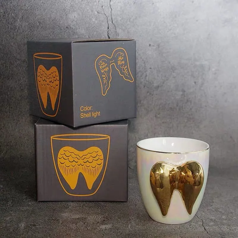 Creative Ceramic Mug Golden Wing Angel Wings Cup Light Luxury Tea Cup Mugs Coffee Cups Tumbler Kawaii Birthday Gifts Cup