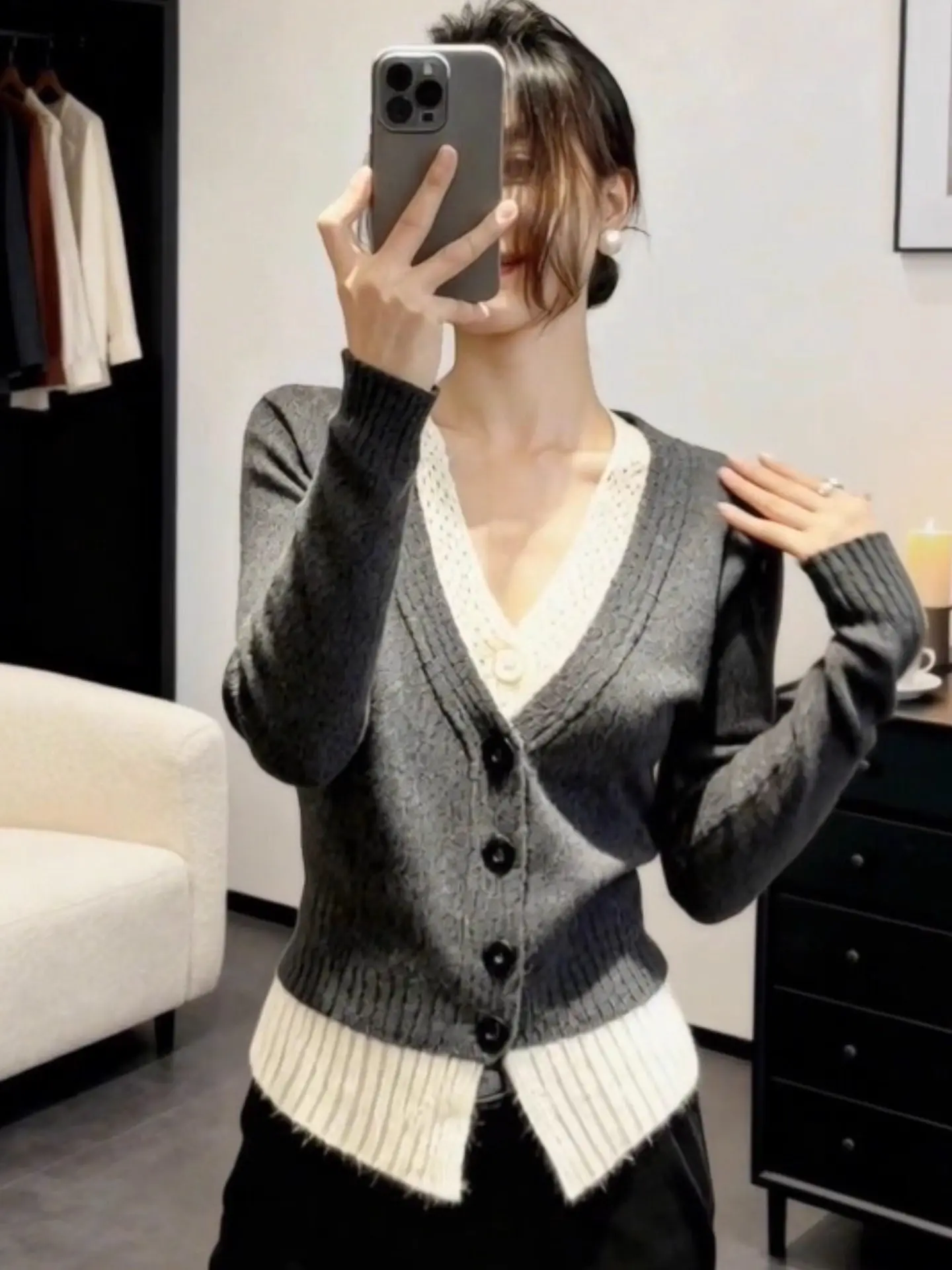 

Unique Beautiful V-Ne Knitted Open Cardigan Women's ey Spring 2026 Korean Sle Long Sve Breathable Casual Outerwear