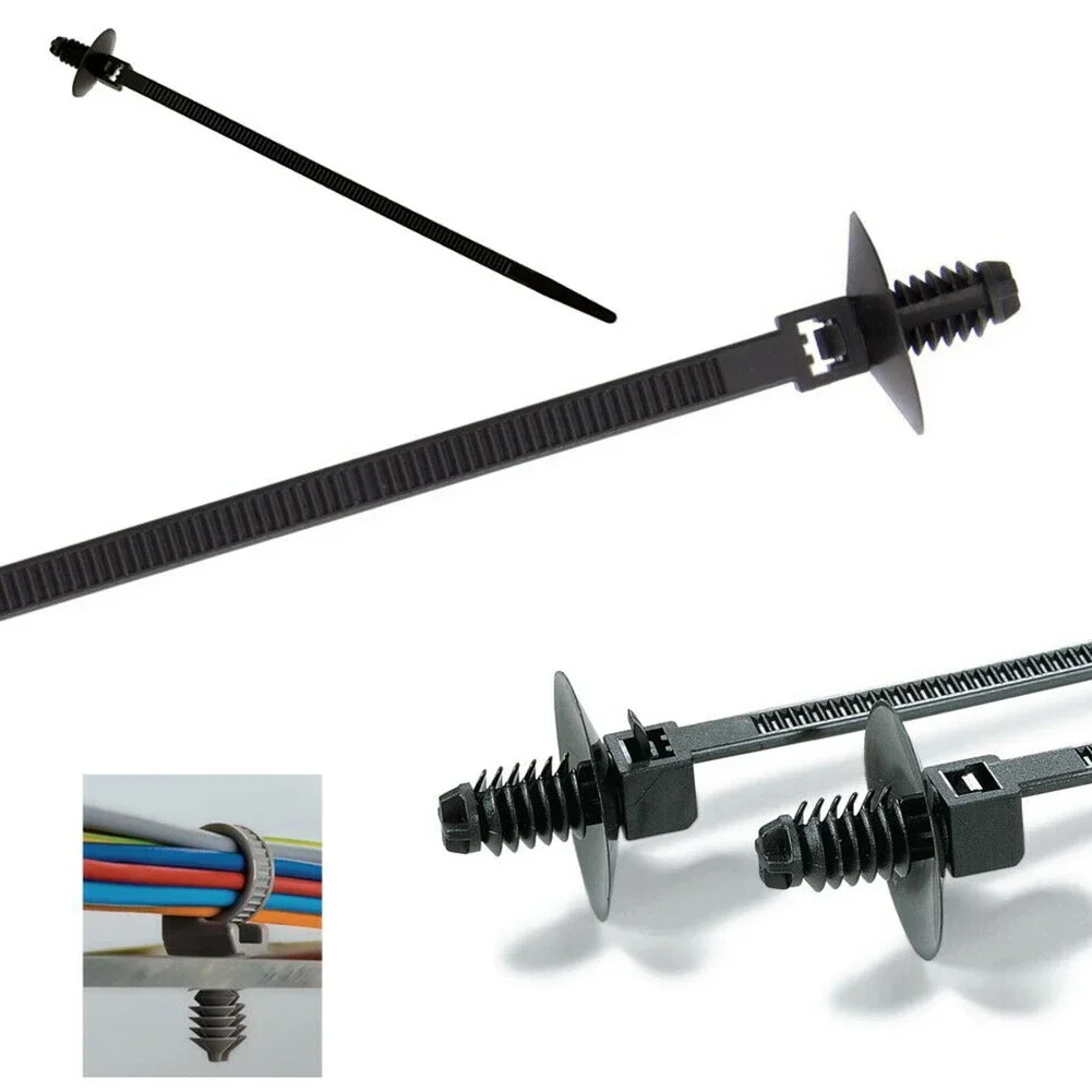 Cable telar de nailon negro para coche y barco, 10 piezas, envoltura de lazo de cremallera