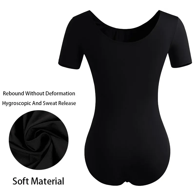 Body da danza basic da donna per squadra adulta Body da balletto a maniche corte in nylon Abbigliamento da ballo Abiti da balletto morbidi e delicati sulla pelle
