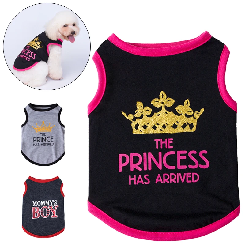 Summer Pet Dog Sleeveless Vest T shirt Princess Prince Print Puppy Clothing for Small Dogs Cat Chihuahua Yorkshire Pet Clothes