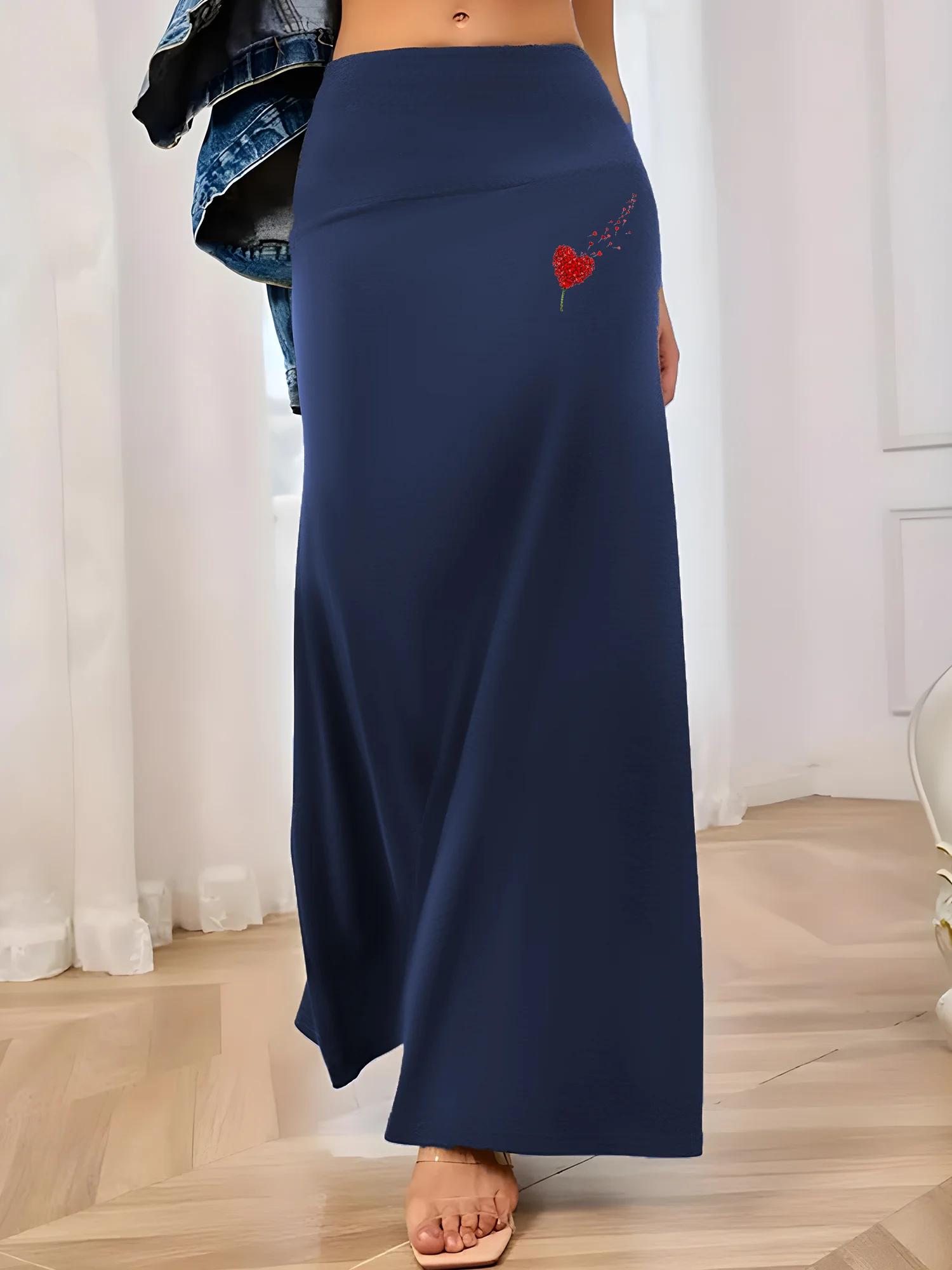 

Casual Chic! High Waist Mermaid Maxi Skirt, Flowy Hem, Stretchy Fabric, Ideal For Coffee Runs & Weekend Getaways