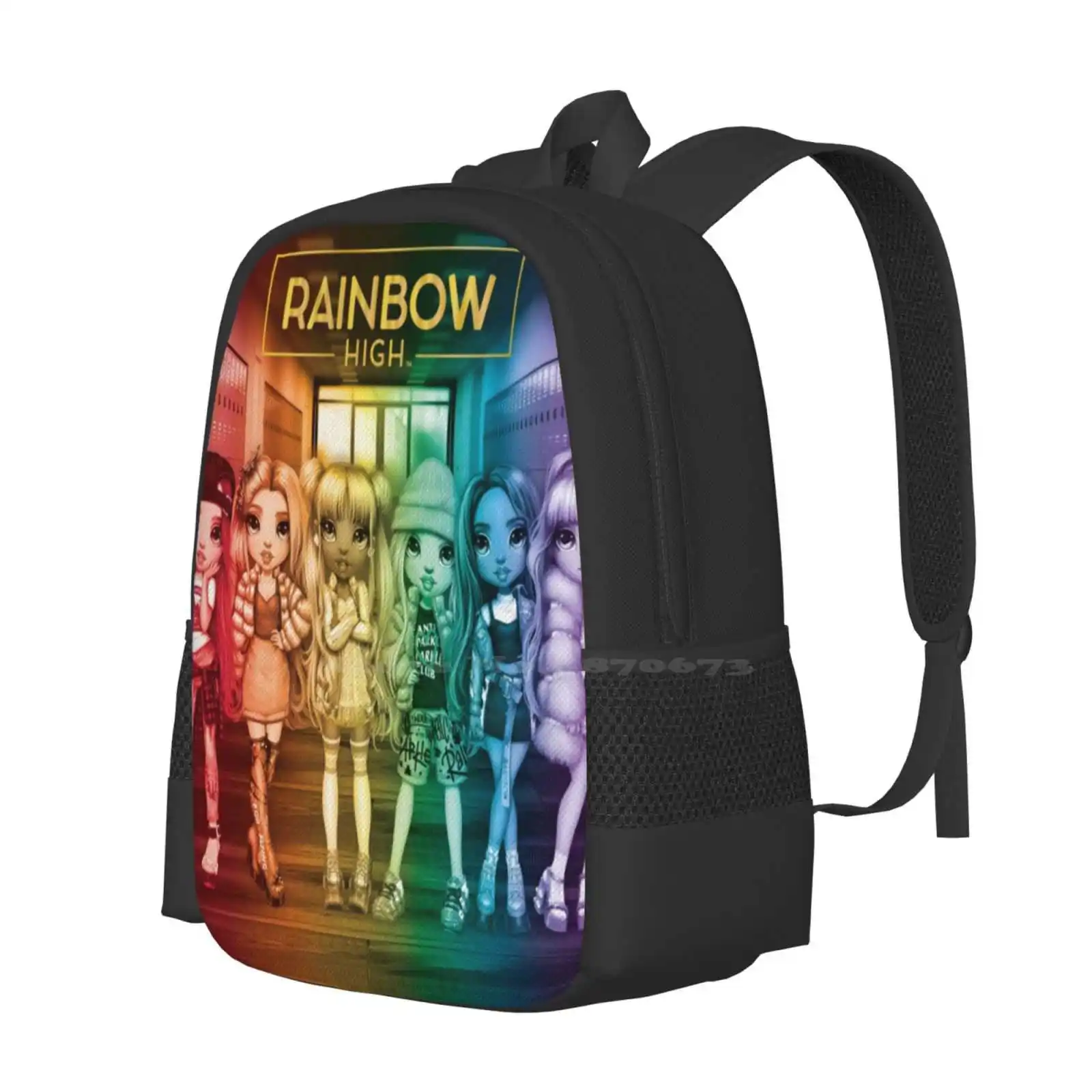 Rainbow High Group Artwork School Bags Travel Laptop Backpack Cool Girl Women Colorful Beauty Beautiful Sexy Rainbow High Group