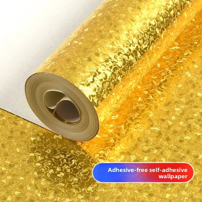 

Mosaic KTV Gold Foil Self-adhesive Wallpaper Gold Metal Wall Stickers Golden Self-adhesive Reflective Ceiling Wallpaper