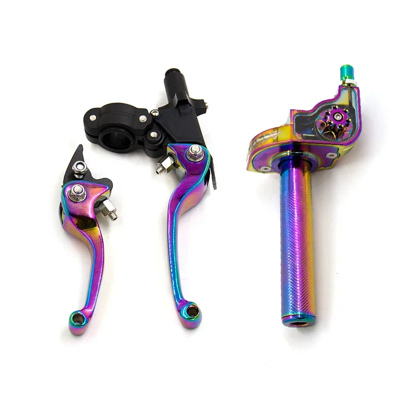 CNC Motorcycle Multicolor Footrests Pedals Pegs/Clutch Brake Handle Drum Lever/22mm Accelerator Throttle Twist Grips Handlebar