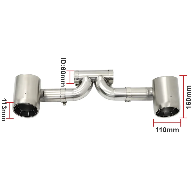 GT4 RS Style Dual Exhaust Tips For Porsche 718 Boxster Cayman Base 2.0T 2016-2024 Stainless Steel Separated Muffler Tailpipe