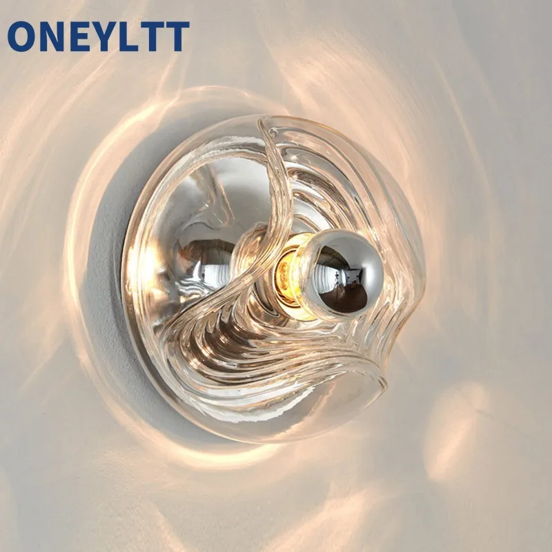 

High power designer vintage glass Bauhaus wall lamp for bedroom headboard, hallway, balcony, front door, ceiling light