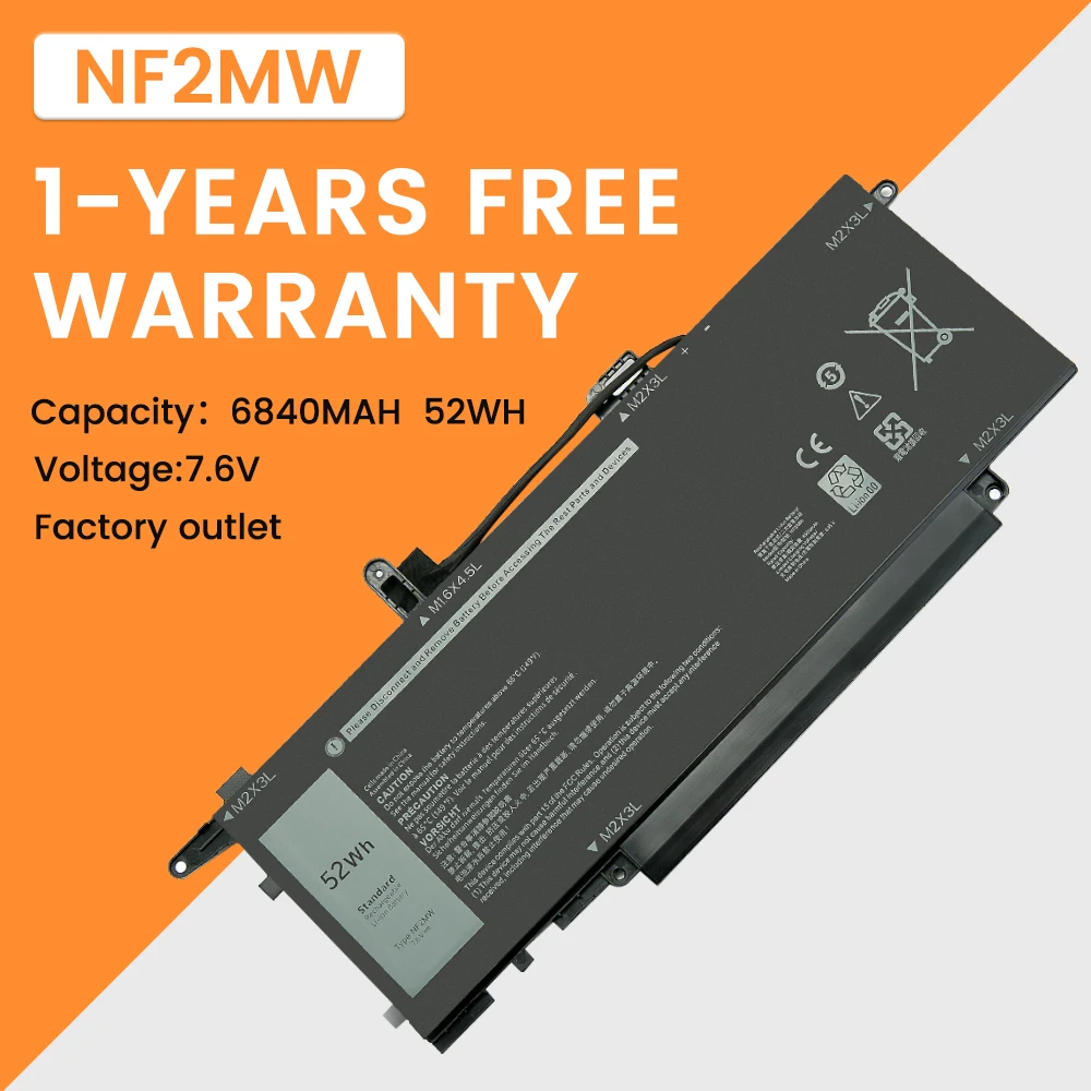 NF2MW Laptop Battery For Dell Latitude 7400 2-in-1 Latitude 9410 0G8F6M E7270,E7260 0C76H7 9410 P110G