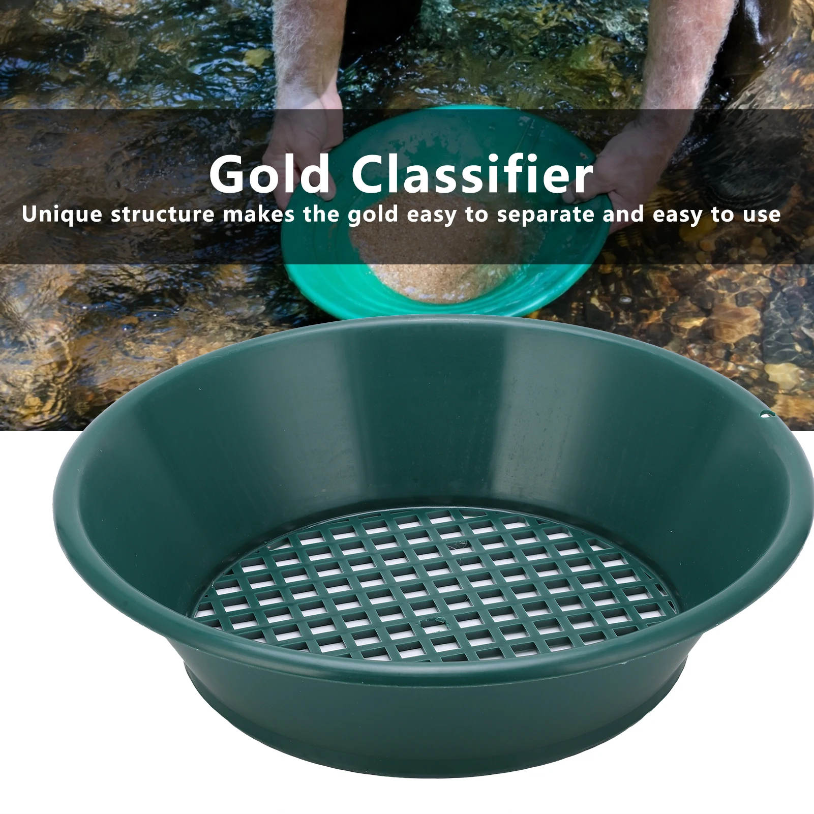 350mm Gold Pan Screen Sifting Tray Manual Gold Washing Tool Accessory for Panning Mining NT