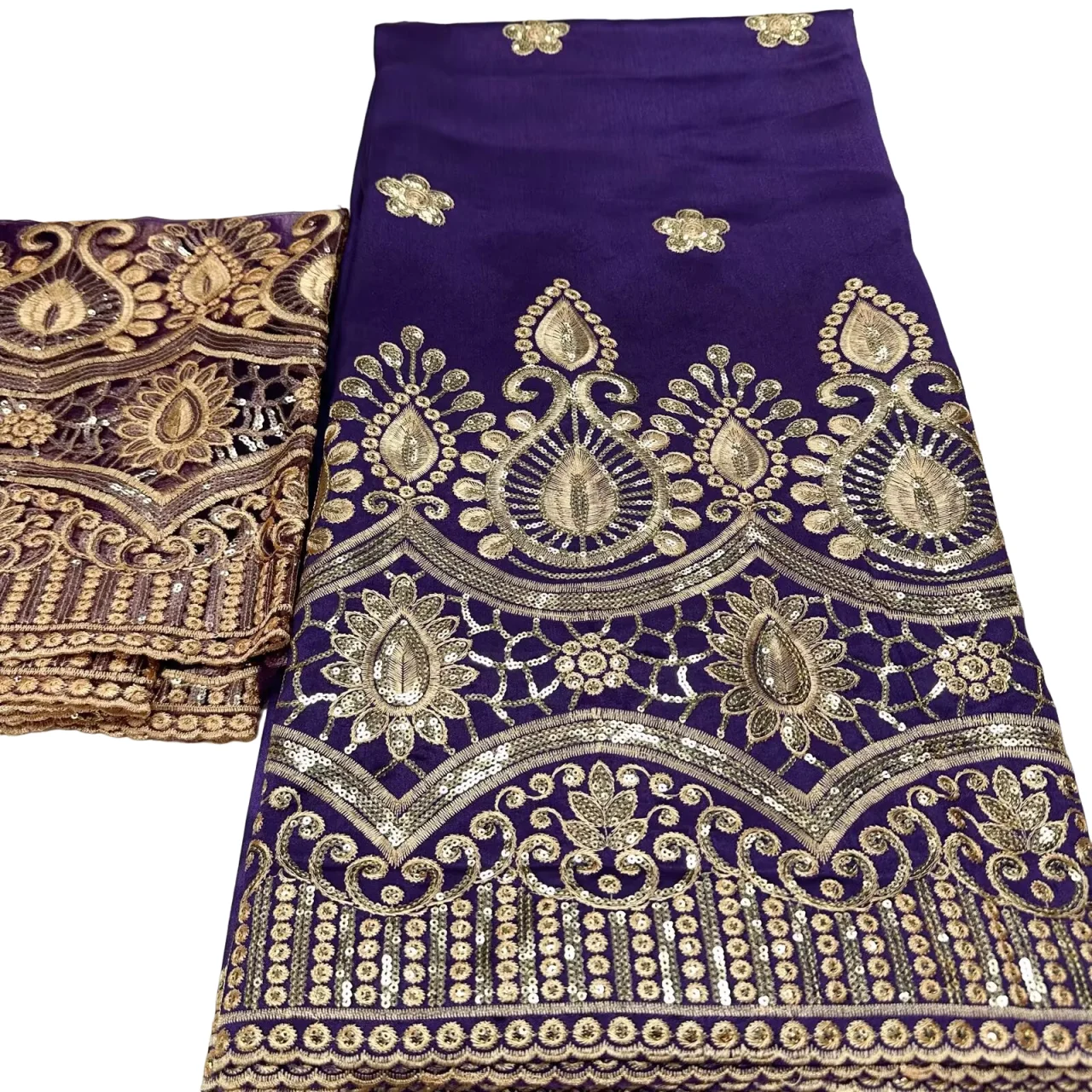 Pailletten George Kant 2025 Hoge Kwaliteit Indiase George Kant Stof Met Franse Netto Kant Stof Blouse Voor Trouwjurk 5 + 2Yards QZ