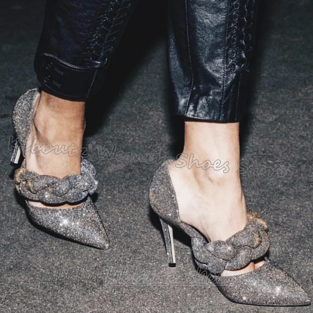 

Глянцевые туфли-лодочки с узлами и кристаллами, модные роскошные элегантные лаконичные пикантные женские туфли, однотонные туфли без шнуровки с острым носком, новинка на тонком высоком каблуке