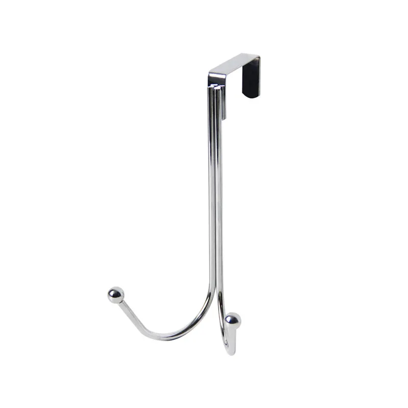 Metal Hole-Free Christmas Wreath Door Rear Hook Multi-Functional Bedroom Double Hook Household Clothing Hat Storage Rack Hanger