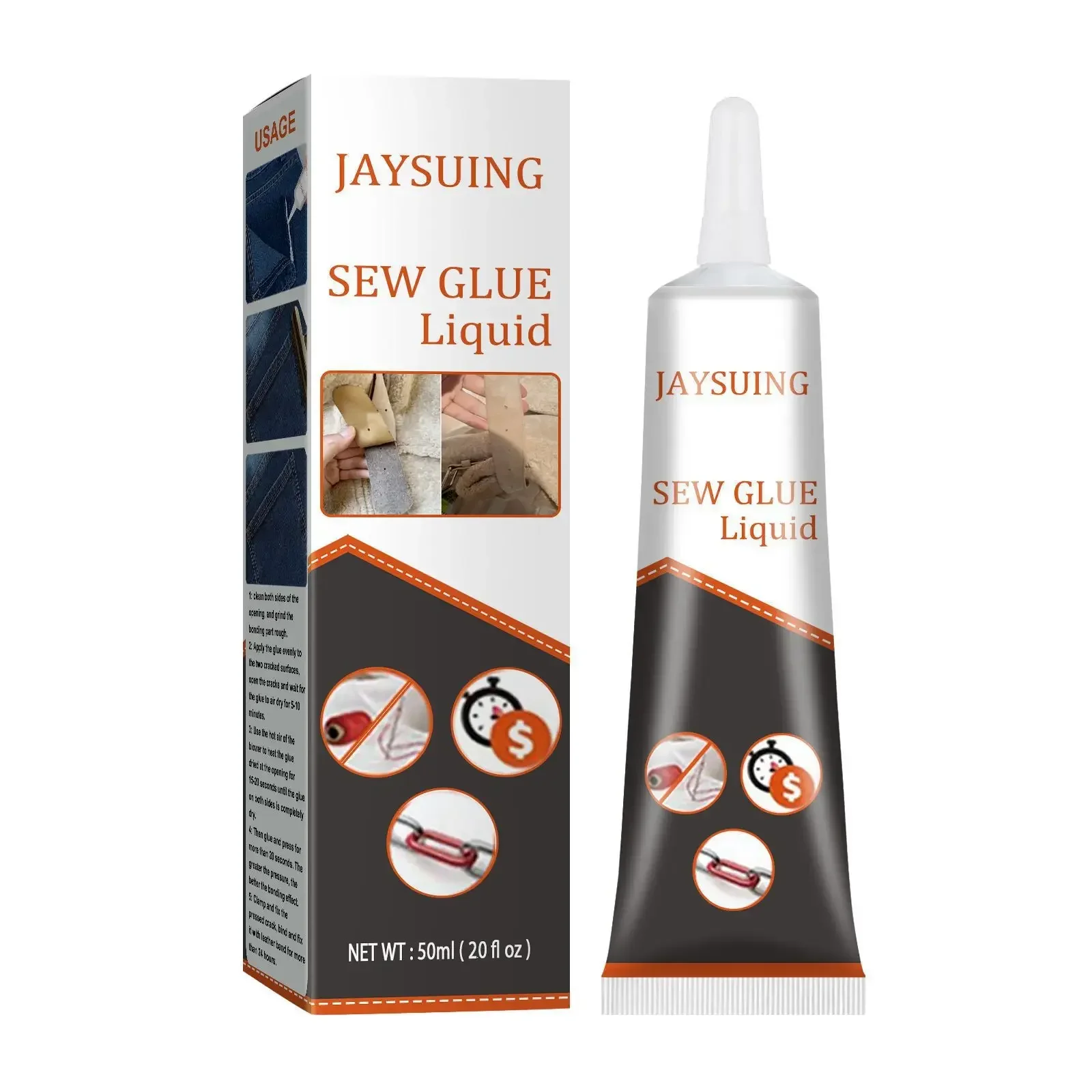 

Sew Glue Clothes Fabric Leather Sew Glue Kit Secure Fast Drying Glue Liquid Sewing Ultra-stick Adhesives Waterproof 50ML