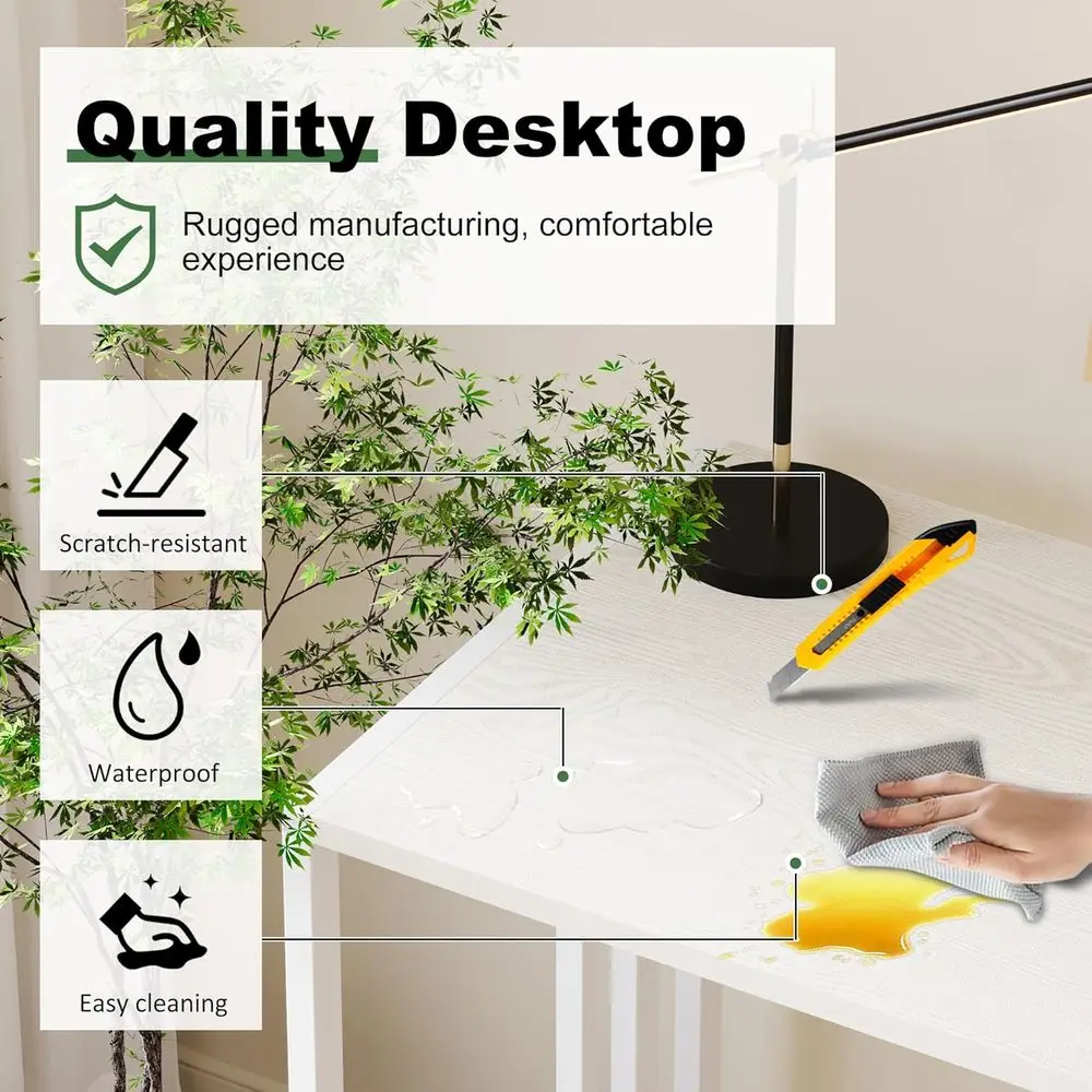 مكتب مدمج 35 قابل للطي للكتابة والألعاب والمكاتب المنزلية باللون الأبيض الطبيعي للمساحات الصغيرة