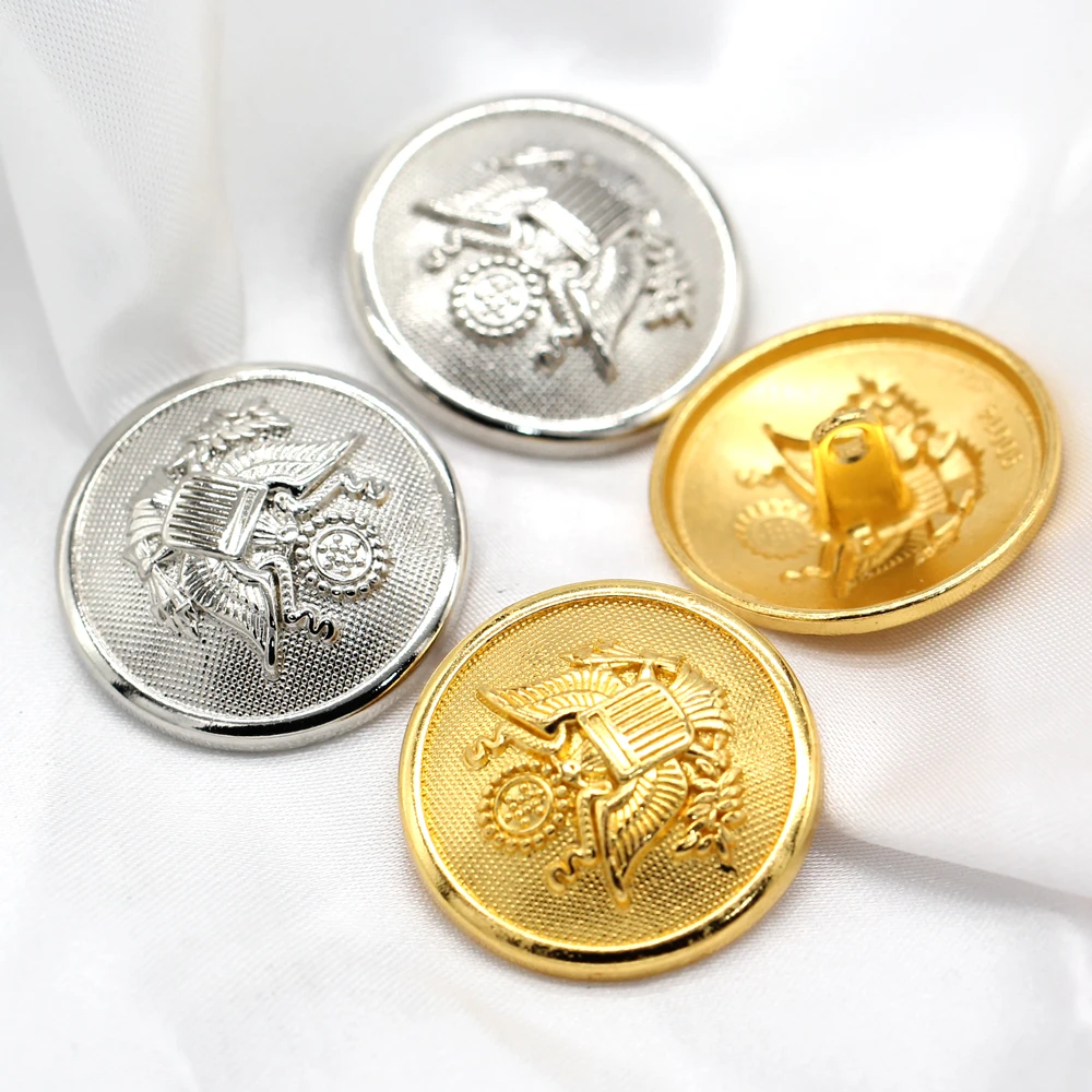 HENGC 15/18/25mm Round Eagle Gold Metal Buttons for Clothing Fashion Coat Suit Blazer Jacket DIY Crafts Sewing Accessories