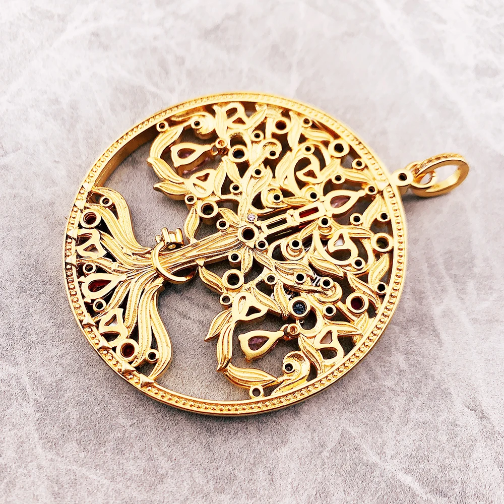 Vergoldeter Baum-Raben-Anhänger aus 925er-Sterlingsilber, edler Schmuck, neues Vintage-Geschenk für Damen und Herren – Detail 6